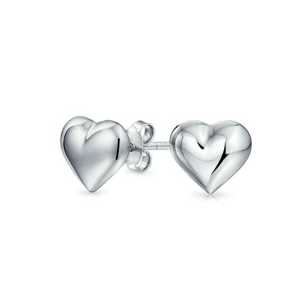 Details about   Polished Silver Hearts Puffed Textured Design  Stud earrings